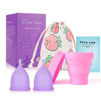 Reusable Menstrual Cups Set, 2 Counts Menstrual Cup & 1 Count Collapsible Silicone Foldable Sterilizing Cup, Feminine Care To...