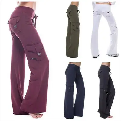 Women's Yoga Pant High Waist Casual Cargo Pants with Pockets Comfortable Soft Bottom Gym Stretchy Womenswear Elastic Sporty F...