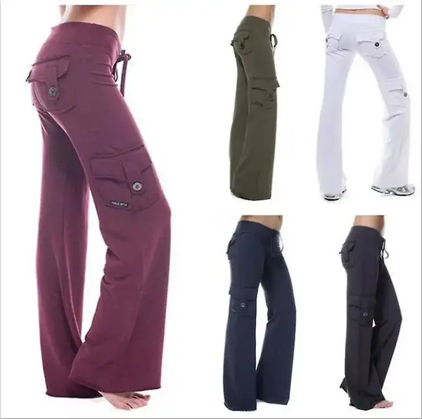 Women's Yoga Pant High Waist Casual Cargo Pants with Pockets Comfortable Soft Bottom Gym Stretchy Womenswear Elastic Sporty F...