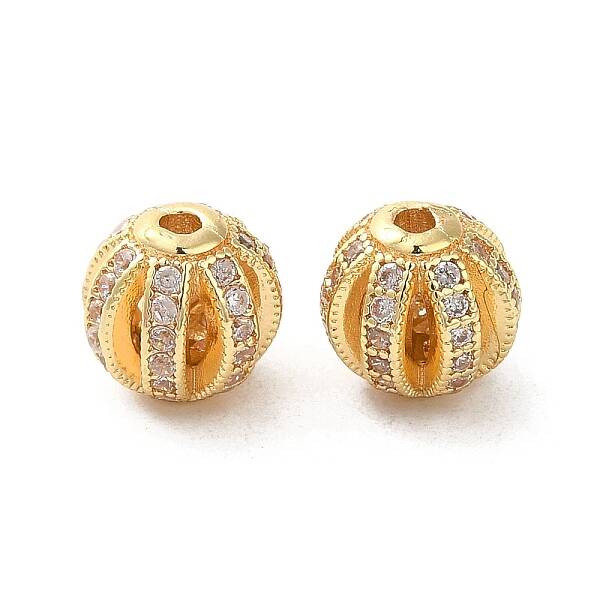 Rack Plating Brass Pave Cubic Zirconia Beads