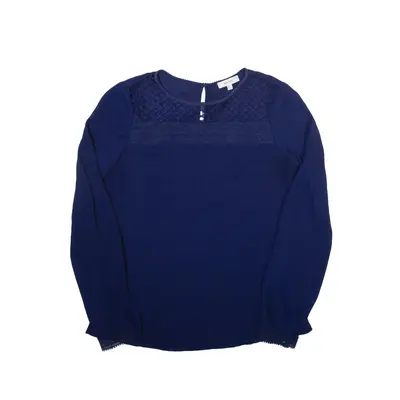 RIESS Lace Detail Blouse Blue Long Sleeve Womens UK 6