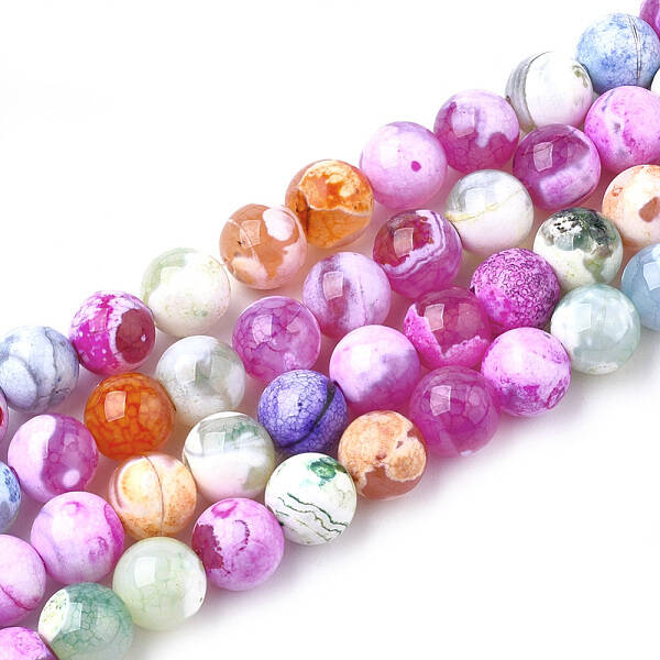 Natural Fire Crackle Agate Beads Strands