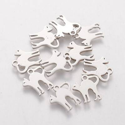 Tarnish Resistant 304 Stainless Steel Kitten Charms