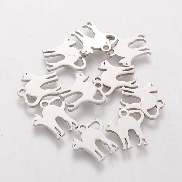 Tarnish Resistant 304 Stainless Steel Kitten Charms