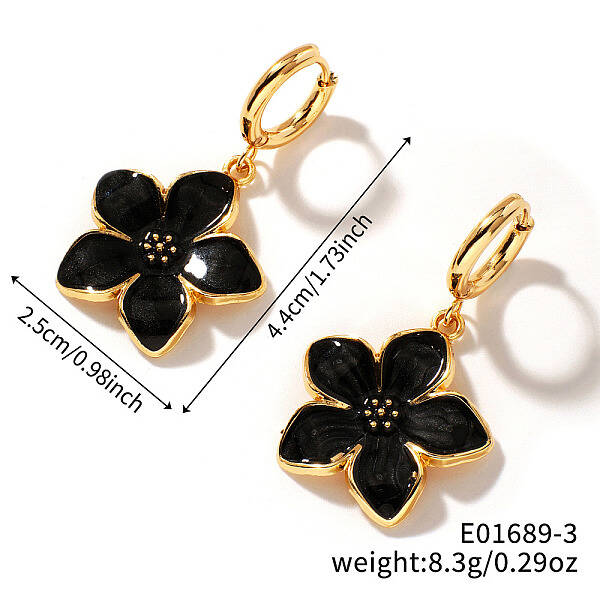 Floral Field Style High-end Daily Brass Hoop Earrings