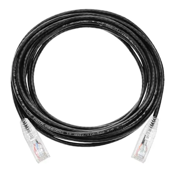 13547 Monoprice Cat6 Component Level Ethernet Cable SlimRun Pure Bare Copper UTP 28AWG 550MHz Snagless RJ45 14ft Black