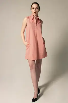 Italian Cotton Orange Sleeveless Dress | Size: L | Color: orange-white