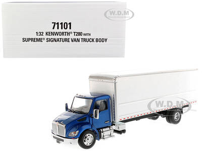 Kenworth T280 with Supreme Signature Van Truck Body Blue and White Transport Series 1/32 Diecast Model by Diecast Masters