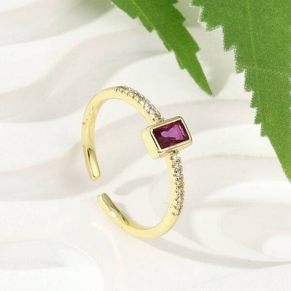 Brass Micro Pave Cubic Zirconia Cuff Rings