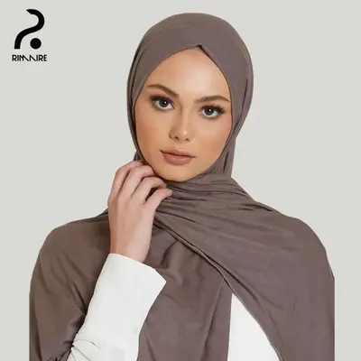 RIMAIRE Muslim Cottom Hijabs for Girls Ramadan Premium Jersey Hijab Ladies Strech Turban Breathable Headscarf Shawl Wrap Wome...