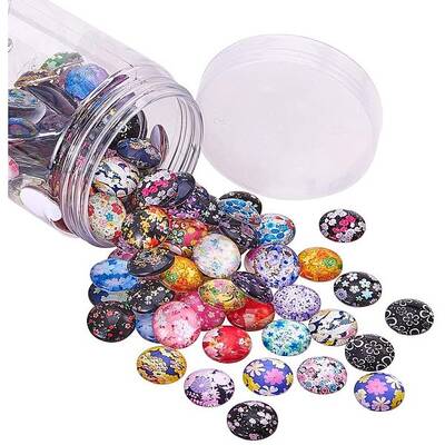 140pcs Floral Glass Cabochons Flatback