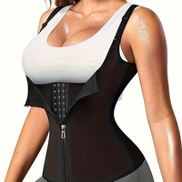Cozy Living. Women's Moisture-Wicking Workout Corset Top - Medium Control Tummy Trimmer with Front Zipper Closure, Black Shap...