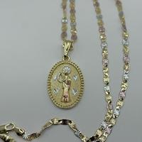 Beautiful Santa Muerte Necklace Tricolor Gold Plated Chain 24\