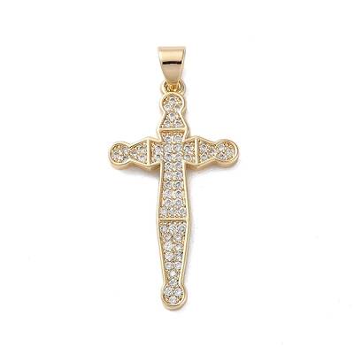 Brass Micro Micro Pave Clear Cubic Zirconia Pendants
