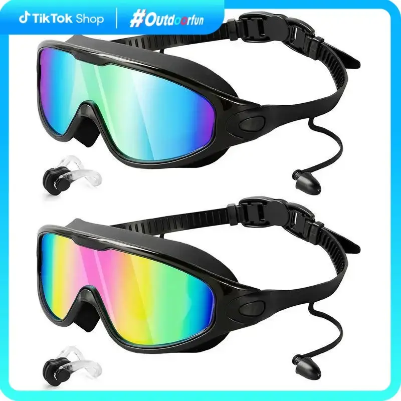 Swim Goggles 2 Pack, Wide View Anti Fog & UV, Best Swimming Goggles for Adults with Comfort and Fit, No Leaking Water Goggles...