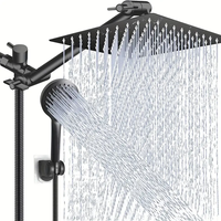 High-Pressure Rain Shower Head Combo - 8-Inch Adjustable Extension Arm & 5 Settings Handheld Showerhead - Powerful Low-Pressu...