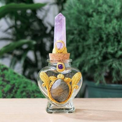 Natural Amethyst Cap Essential Oil Empty Perfume Bottle