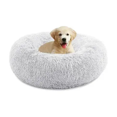 Donut Shape Round Dog Bed, Machine Washable Fluffy Plush Dog Bed For Winter, Dog & Cat Furniture