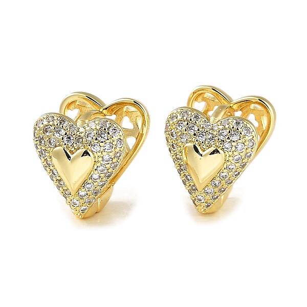 Brass Micro Pave Clear Cubic Zirconia Hoop Earrings for Women