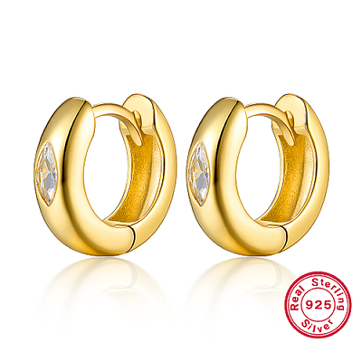 925 Sterling Silver Micro Pave Cubic Zirconia Hoop Earrings
