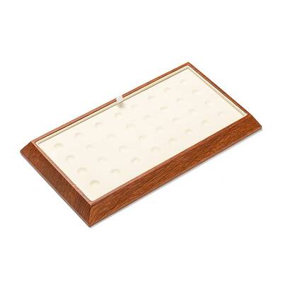 Rectangle Wood Pesentation Jewelry Round Beads Display Tray