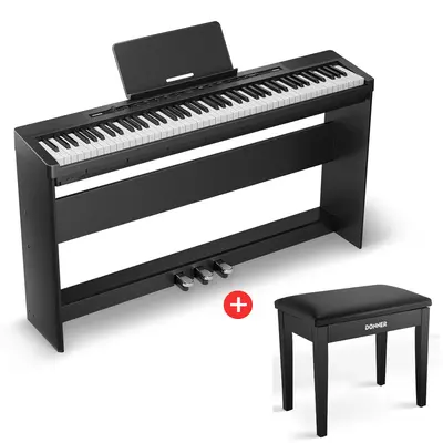 Donner DEP-16 88 Key Weighted Portable Digital Piano for Beginner - Piano with Stand / Piano+Bench