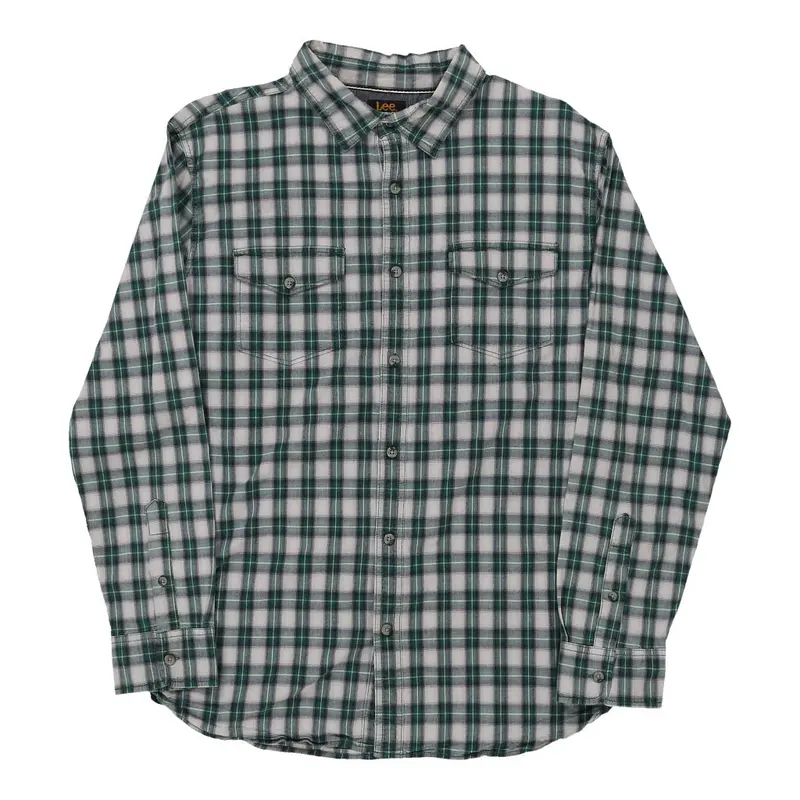 Lee Checked Shirt - Large Green Cotton