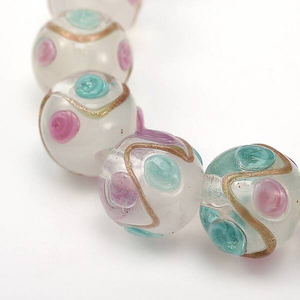 Round Shaped Handmade Gold Sand Bumpy Lampwork Beads