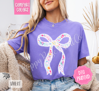 Floral Bow Shirt Comfort Colors, Coquette TShirt, Trendy Graphic Women's Tee, Gift for Her