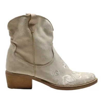 TEXTO Cowboy Boots Beige Leather Womens UK 6