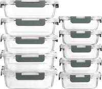 AISOON 10 Pack 36oz Glass Airtight Food Storage Containers with Lids - Freezer and Oven Safe, Meal Prep Containers, Kitchen a...