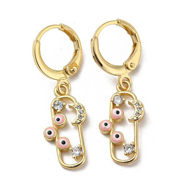 Real 18K Gold Plated Brass Dangle Leverback Earrings