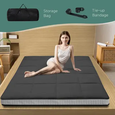 Naudacaa Japanese Floor Mattress Futon Mattress, Thicken Sleeping Pad Foldable Roll Up Mattress Kids Floor Lounger Bed Couche...