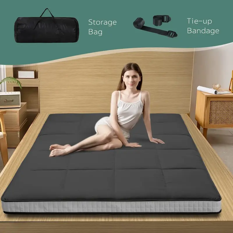 Naudacaa Japanese Floor Mattress Futon Mattress, Thicken Sleeping Pad Foldable Roll Up Mattress Kids Floor Lounger Bed Couche...