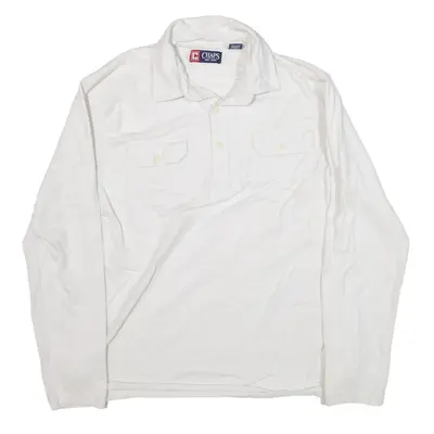 CHAPS Polo Shirt White Long Sleeve Mens L