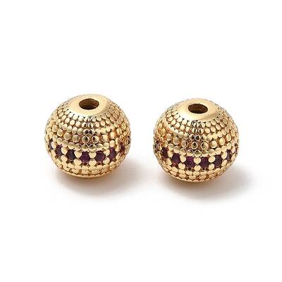 Brass Micro Pave Cubic Zirconia Beads
