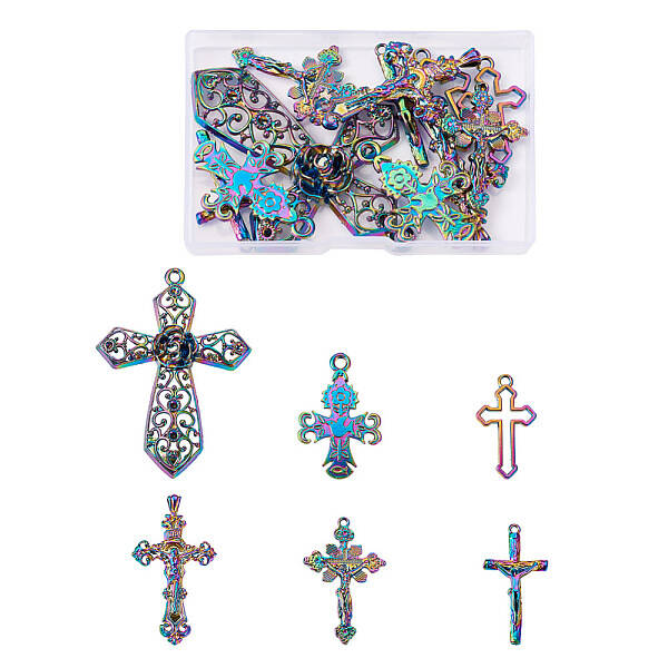 12Pcs 6 Styles Plated Alloy Pendants