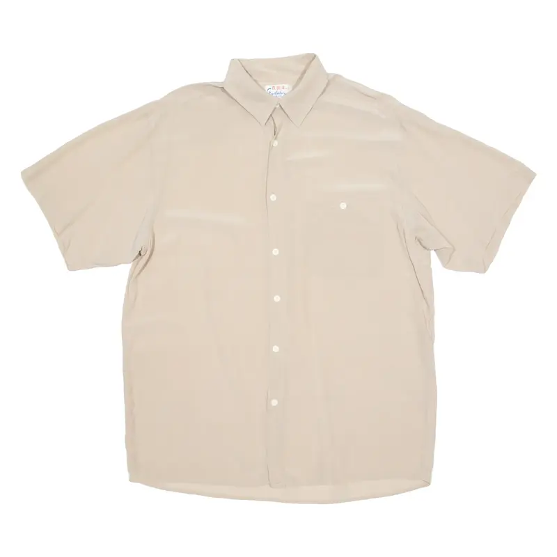 SAILIDAL Mens Plain Shirt Beige Silk Long Sleeve XL