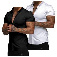 JMIERR Mens 2 Pack Muscle Fit Dress Shirts Casual Button Down Shirt Short Sleeve Wrinkle-Free Shirts  Shortsleeve Menswear To...