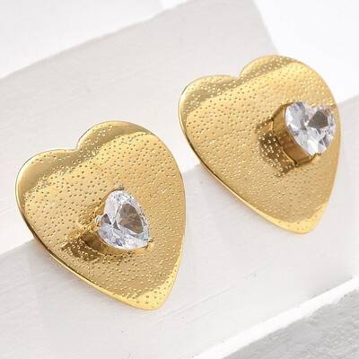 Brass & Glass & Plastic Stud Earrings