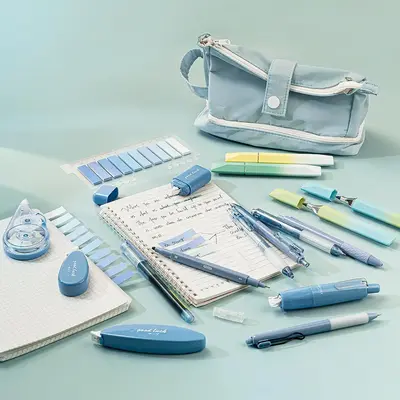 Gradient Color Writing Stationery Set, 18pcs/set Including 7 Mixed Color Gel Pen & 4 Fluorescent Pen & 1 Set Index Sticker & ...