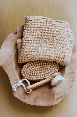 Linen waffle bath towel in Mustard | Size: 39x55