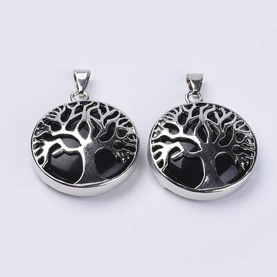 Natural Dyed & Heated Black Agate Pendants