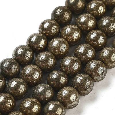 Natural Pyrite Round Beads Strands