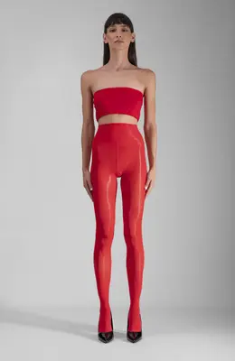 LECHERY® LUSTROUS SILKY SHINY 40 DENIER SEMI-OPAQUE PANTYHOSE TIGHTS • RED | Size: L/XL | Color: Red
