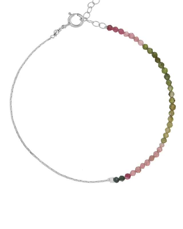 Ardella Gemstone Bracelet | Metal Color: Silver | Gemstone: Tourmaline | Length: Adjustable 6 - 7 inches