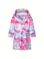 Kids Unicorn Print Hooded Bath Robe - Soft Flannel Toddler Bathrobe for GirlS