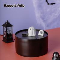 Petlife 50oz/1.5L Ceramic Gothic Ghost Cat Spooky Drinking Water Fountain, Food-Grade Pet Fountain Large for Kittens and Pupp...