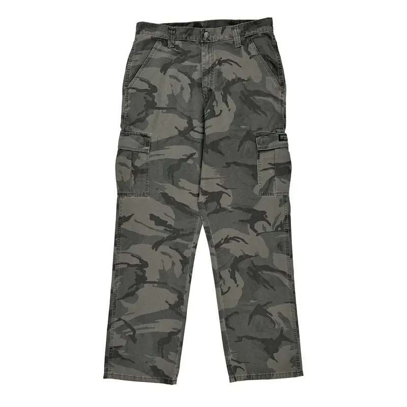 Wrangler Camo Cargo Trousers - 33? Waist Grey Cotton