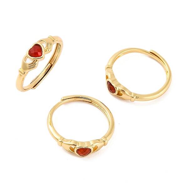 Hand with Heart Natural Carnelian Agate Adjustable Rings